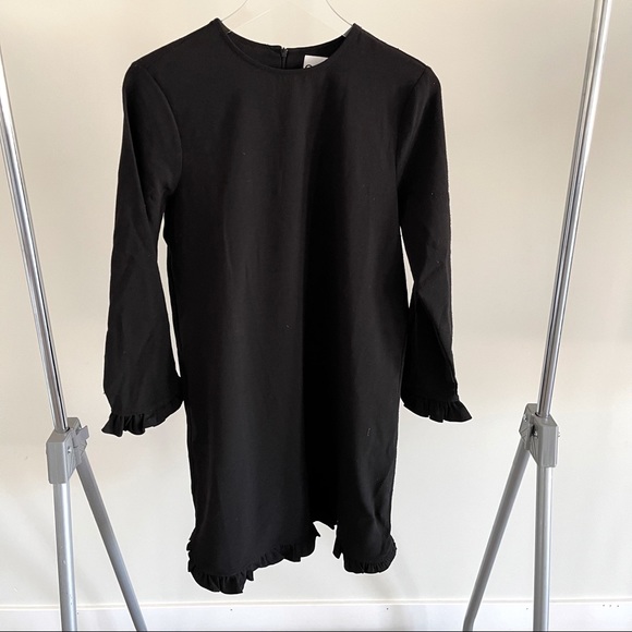 Ganni Dresses & Skirts - Ganni Black Ruffle Dress Long Sleeve Mini Size 6